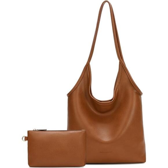 Handbags - Slouchy Hobo Bags for Women Orange Brown